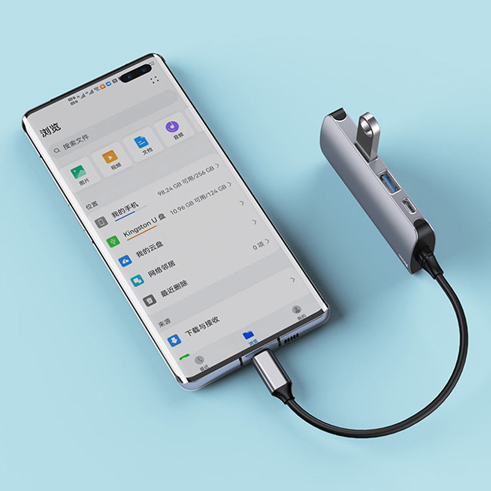 Hub/Dock Yesido Docking Station (HB15), Type-C to 2x USB, USB-C, SD/TF Card, RJ45, 1000Mbps, Plug & Play, Gri