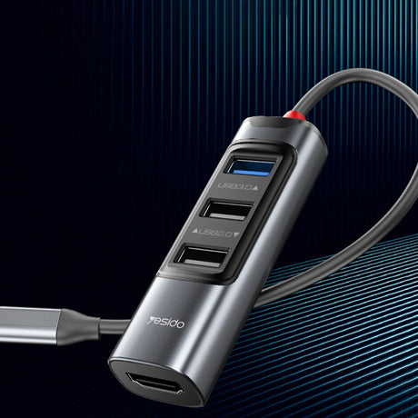 Hub/Dock Yesido Docking Station 5in1 (HB22), Type-C to 3x USB, USB-C, HDMI, PD100W, Fast Charge, 4K@30Hz, 5Gbps, Gri