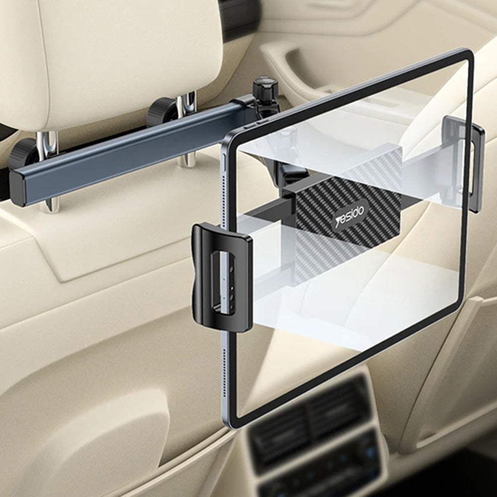 Suport Yesido (C294), for Headrest, 360, Telescopic, Extra Wide Clamping Arm, 4.7 - , Negru