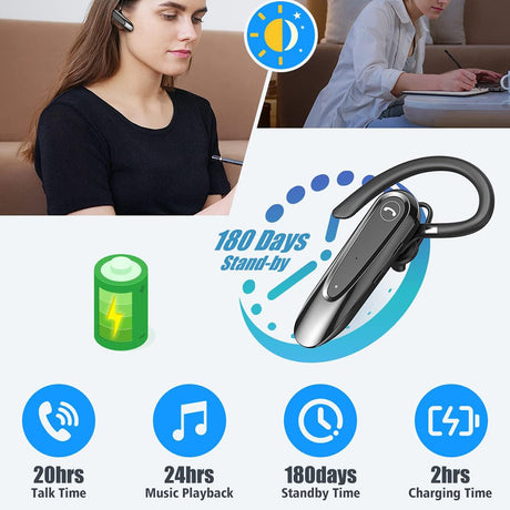 Casti Techsuit Premium Bluetooth Headset AirTalk (CB2), Bluetooth, 20 Hours Talk Time, Type-C, Lightweight, Dual Mic, Negru