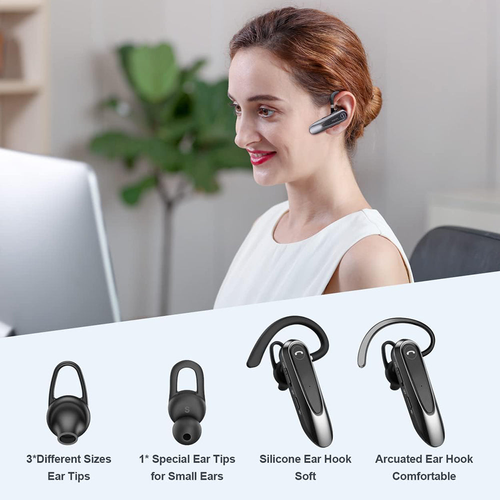 Casti Techsuit Premium Bluetooth Headset AirTalk (CB2), Bluetooth, 20 Hours Talk Time, Type-C, Lightweight, Dual Mic, Negru