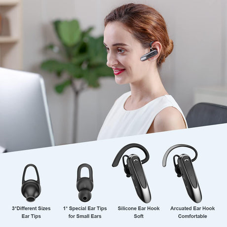 Casti Techsuit Premium Bluetooth Headset AirTalk (CB2), Bluetooth, 20 Hours Talk Time, Type-C, Lightweight, Dual Mic, Negru