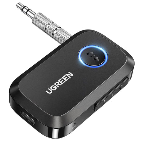 Adaptor Ugreen Bluetooth Audio Receiver (CM596), for Car, Audio Adapter 3.5mm with Built-in Microphone, EDR, Bluetooth 5.3, Negru