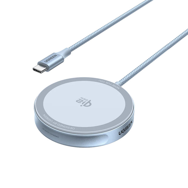 Incarcator Ugreen Wireless MagFlow (55959), Fast Charging, MagSafe, Qi2, 25W, Strong Grip, 1.5m, Albastru