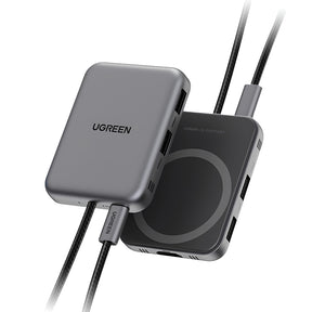 Incarcator Ugreen Hub 7in1 CM896 (65759), Magnetic, USB-C to HDMI 4K, USB-C PD100W, 2X USB, SD4.0 Slot, TF Slot, 10Gbps, Gri