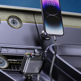 Incarcator Yesido 4in1 Car (Y63), with 2x Retractable Cable, LED Ambient Light, Fast Charging, 117W, Gri