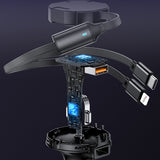 Incarcator Yesido Car (Y61), with 2x Telescopic Retractable Cable Type-C/Lightning, Fast Charging, USB-A, 53W, Negru