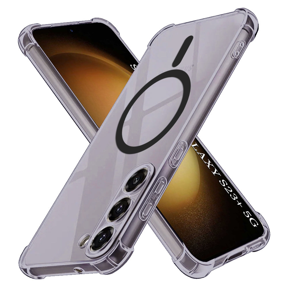 Husa de protectie Techsuit Shockproof Clear Silicone MagSafe compatibil cu Samsung Galaxy S23 Plus, Negru Fumuriu