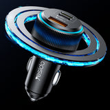 Incarcator Yesido Car (Y60), Cable Type-C to Lightning Included, Lightning/USB-A/USB-C Ports, 38W, Fast Charging, Negru