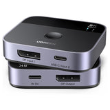 Adaptor Ugreen Adapter (65878), Switch Type-C, DP to Type-C, DP, UHD 4K@240Hz, 3D HDR, Plug&Play, Stable Transmission, Negru