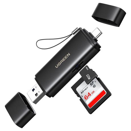 Stocare Ugreen Card Reader CM803 (65024), Type-C, USB to SD, TF Card, Dual Connector, 312MB/s, Plug&Play, Negru
