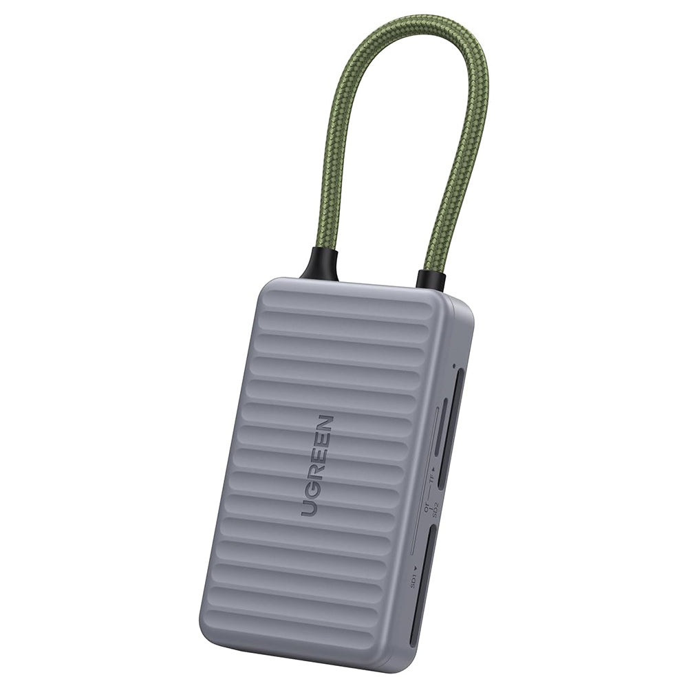 Stocare Ugreen Card Reader (55886), Type-C to 2x SD, TF Card, Dual Connector, 170MB/s, Plug&Play, Built-in Cable, Gri