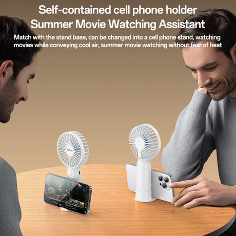 Ventilator portabil Yesido YF15, Stand telefon, 1200mAh, Alb