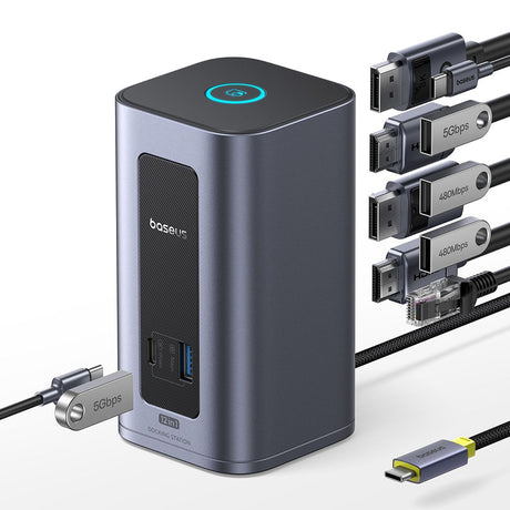 Hub/Dock Baseus Docking Station Nomos NU1 Air (B0114400), 12 Ports, 10Gbps, 100W PD, 4K Displays, Gri
