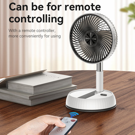Yesido Premium Fan (YF11), Adjustable Height, Foldable, Portable, 3 Wind-Speed Settings, Remote Control, 6000mAh, Alb