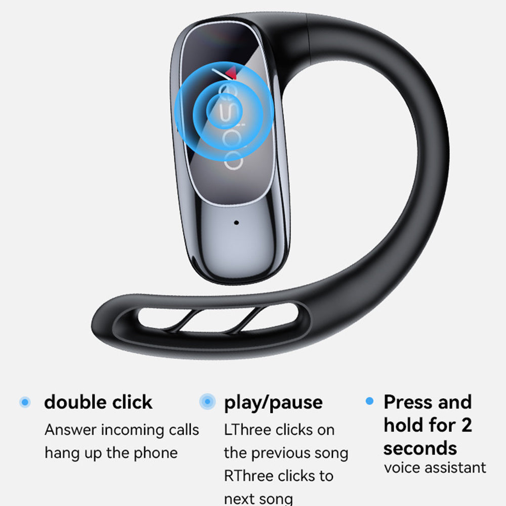 Casti Yesido (YSP24), with Bluetooth V5.4, Open-ear Design, Three-band Prominence, Touch, 400mAh, USB-C, Negru