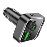 Gadget Borofone FM Modulator and Car Charger Highway (BC53), Bluetooth V5.0, 2x USB, Type-C, 38W, RGB Ambient Lights, Negru