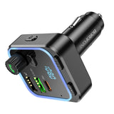 Gadget Borofone FM Modulator and Car Charger Highway (BC53), Bluetooth V5.0, 2x USB, Type-C, 38W, RGB Ambient Lights, Negru