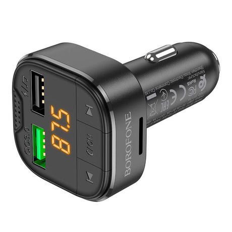 Gadget Borofone FM Modulator and Car Charger Flash (BC43), Bluetooth V5.0, 2x USB, MicroSD Card Slot, QC3.0, 18W, Negru