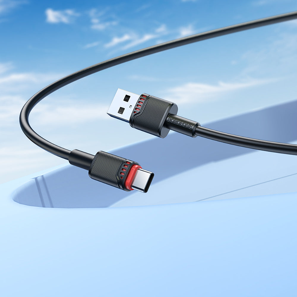 Cablu Borofone Beneficio Series (BX110), Premium Line, USB to Type-C, High-quality, Fast Charging, 3A, 1m, Negru