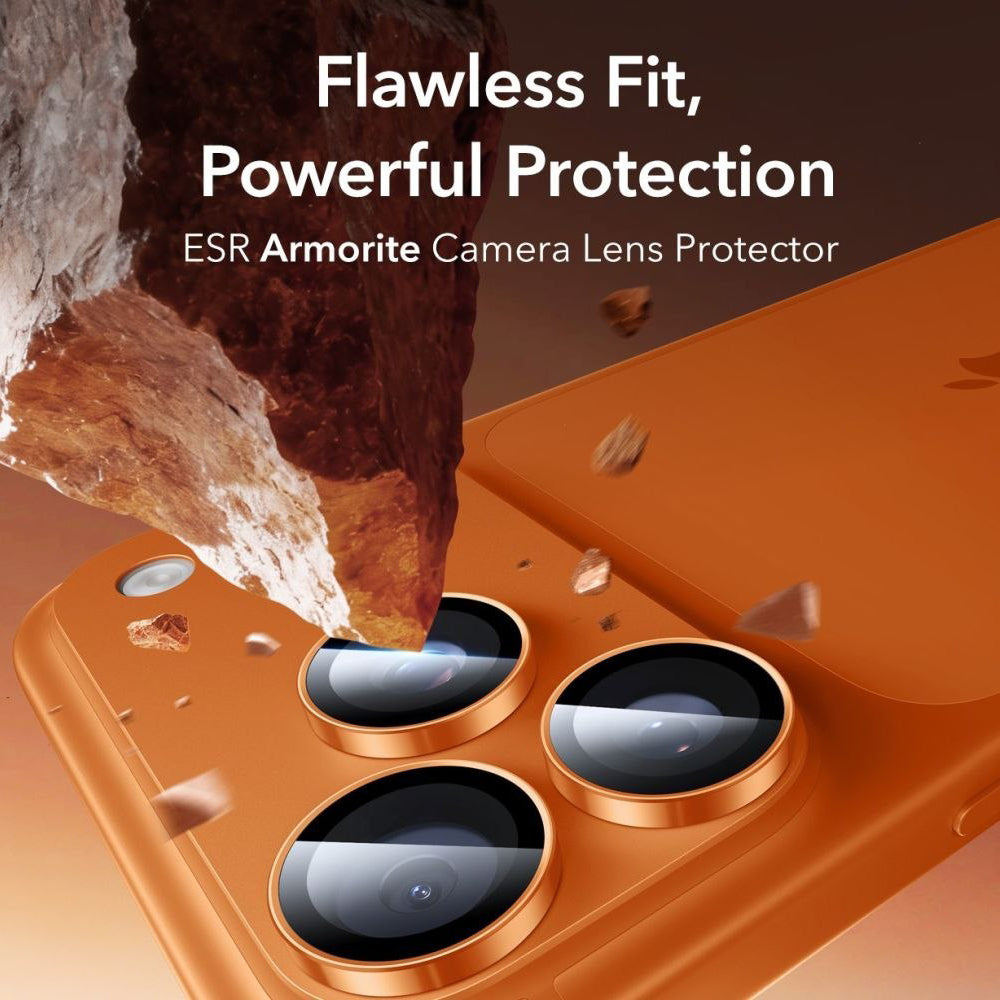 Folie de protectie ESR Armorite Camera Lens Protectors compatibil cu iPhone 14 Pro/Pro Max/15 Pro/Pro Max/16 Pro/Pro Max/17 Pro/Pro Max, Portocaliu