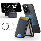 Suport ESR Classic Magnetic Wallet Stand (3C13210300165), with Magnetic Ring, Vegan Leather, Adjustable, 3x Card Slots, Negru