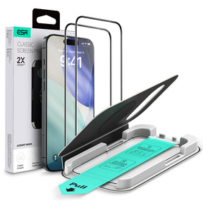 Folie de protectie ESR Tempered Glass UltraFit (set de 2) compatibil cu iPhone 16 Pro/ iPhone 17, Negru