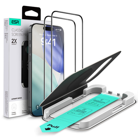 Folie de protectie ESR Tempered Glass UltraFit (set de 2) compatibil cu iPhone 17 Air, Negru