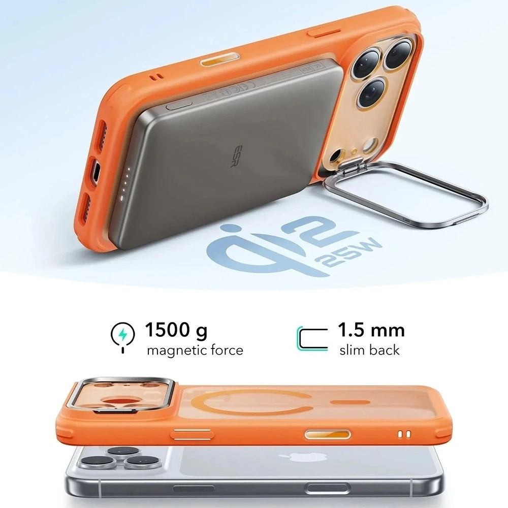 Husa de protectie ESR Classic Hybrid HaloLock Kickstand compatibil cu iPhone 17 Pro, Frosted Orange