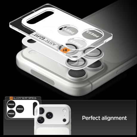 Folie de protectie Spigen Optik.tR EZ Fit Pro XL Camera Glass (AGL10647) compatibil cu iPhone 17 Pro, Argintiu