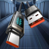 Cablu Mcdodo (CA-3630), Type-C to USB-A, 6A Digital Display, Auto Power Off, Transparent Design, 1.2m, Negru