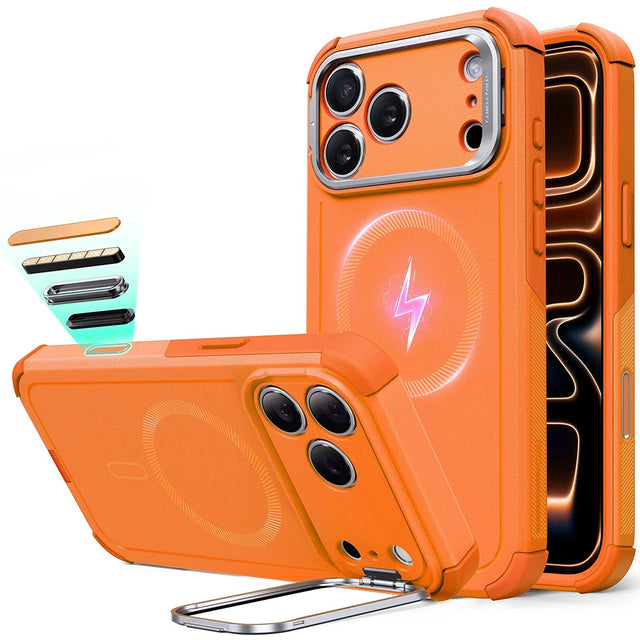 Husa de protectie ESR Cyber Armor Kickstand compatibil cu iPhone 17 Pro Max, Portocaliu