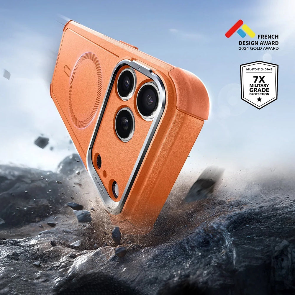 Husa de protectie ESR Cyber Armor Kickstand compatibil cu iPhone 17 Pro, Portocaliu
