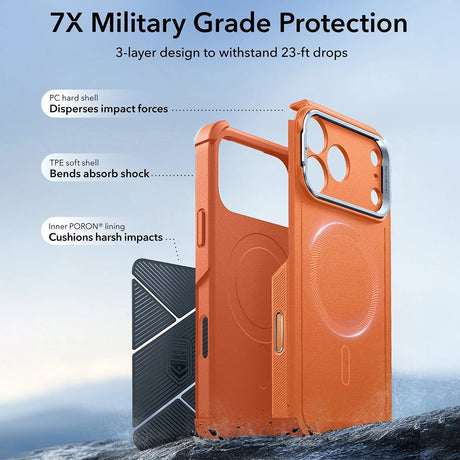 Husa de protectie ESR Cyber Armor Kickstand compatibil cu iPhone 17 Pro, Portocaliu