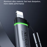 Adaptor Mcdodo Adapter Auto Power Off (OT-2590), USB-C to Lightning, 36W, 3A, 480Mbps, E-Mark Chip, Fast Charge, Lanyard, Negru