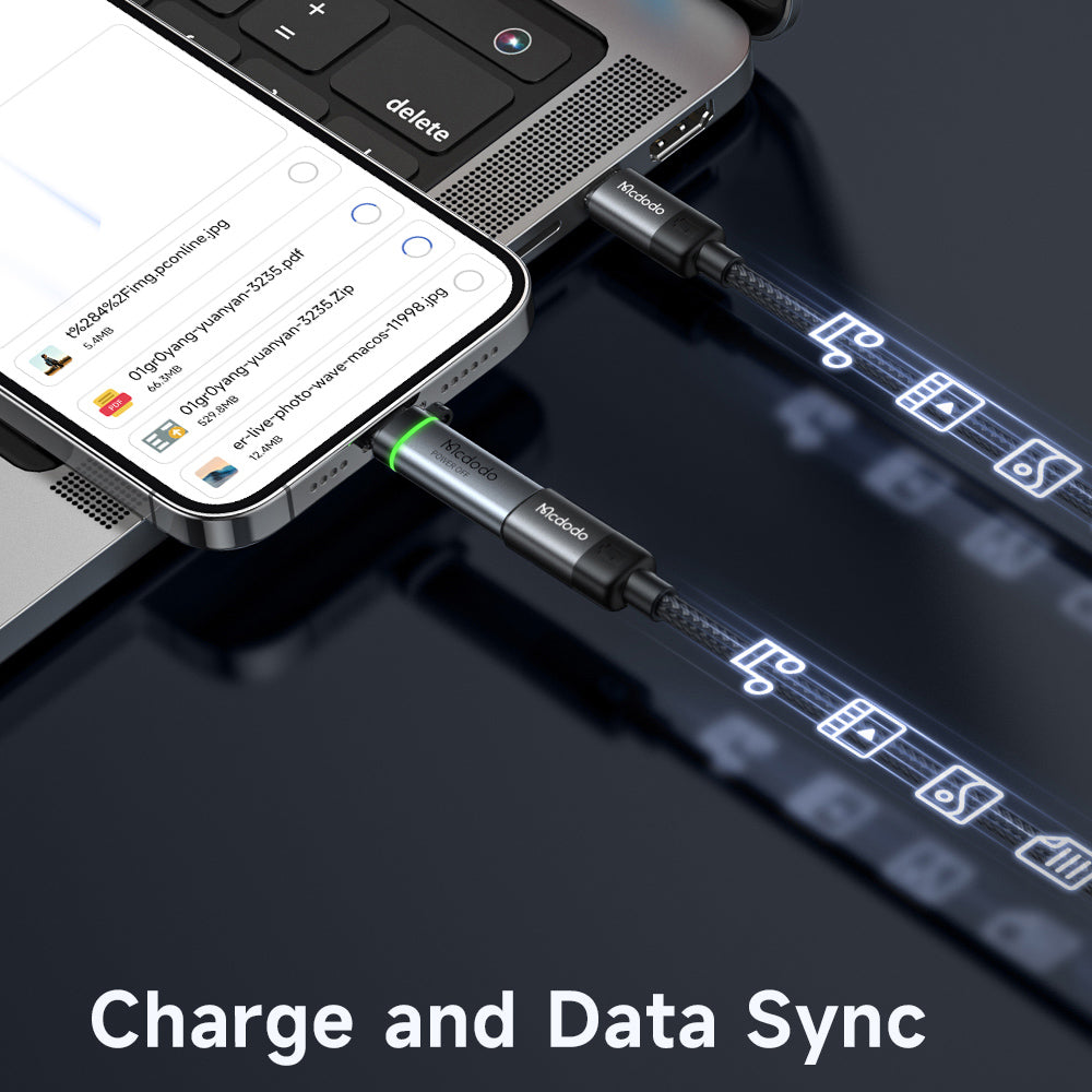 Adaptor Mcdodo Adapter Auto Power Off (OT-6010), Lightning to Type-C, 60W, 3A, 480Mbps, Charging & Data Sync, with Lanyard, Negru