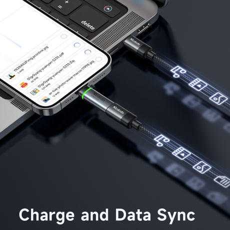 Adaptor Mcdodo Adapter Auto Power Off (OT-6010), Lightning to Type-C, 60W, 3A, 480Mbps, Charging & Data Sync, with Lanyard, Negru