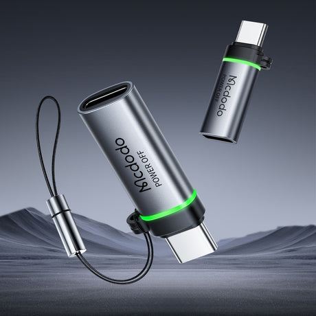 Adaptor Mcdodo Adapter Auto Power Off (OT-6010), Lightning to Type-C, 60W, 3A, 480Mbps, Charging & Data Sync, with Lanyard, Negru
