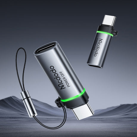 Adaptor Mcdodo Adapter Auto Power Off (OT-2450), Type-C to Type-C, PD100W, 5A, 480Mbps, Charging & Data Sync, with Lanyard, Negru
