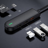 Hub/Dock Mcdodo Hub Star Series (HU-1430), 5in1, 2x USB2.0, USB3.0, SD/TF Card Slot, 5Gbps, ABS+Nylon, Type-C Cable, 15cm, Negru