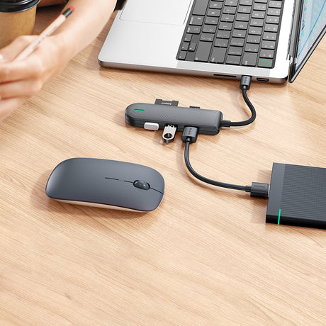 Hub/Dock Mcdodo Hub Star Series (HU-1430), 5in1, 2x USB2.0, USB3.0, SD/TF Card Slot, 5Gbps, ABS+Nylon, Type-C Cable, 15cm, Negru