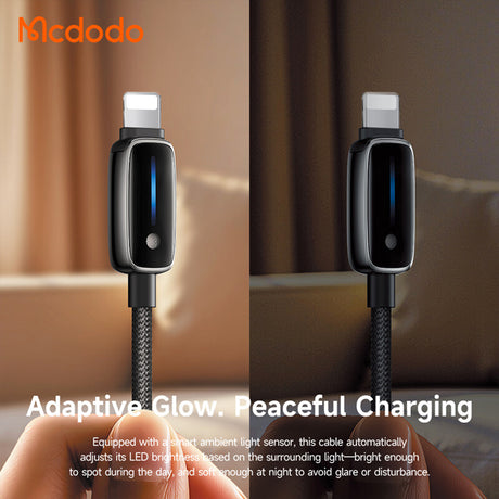 Cablu Mcdodo (CA-0010), with Auto Brightness Adjustment, USB-A to Lightning, 3A, 1.2m, Negru
