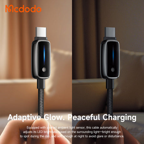 Cablu Mcdodo (CA-0020), with Auto Brightness Adjustment, USB-A to USB-C, 6A, 1.2m, Negru