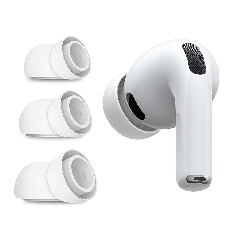 Casti Techsuit (set de 3) Replacement Ear Tips AirVibe (ET2), for Apple AirPods Pro 3, Premium Silicone XS, S, L Sizes, Alb