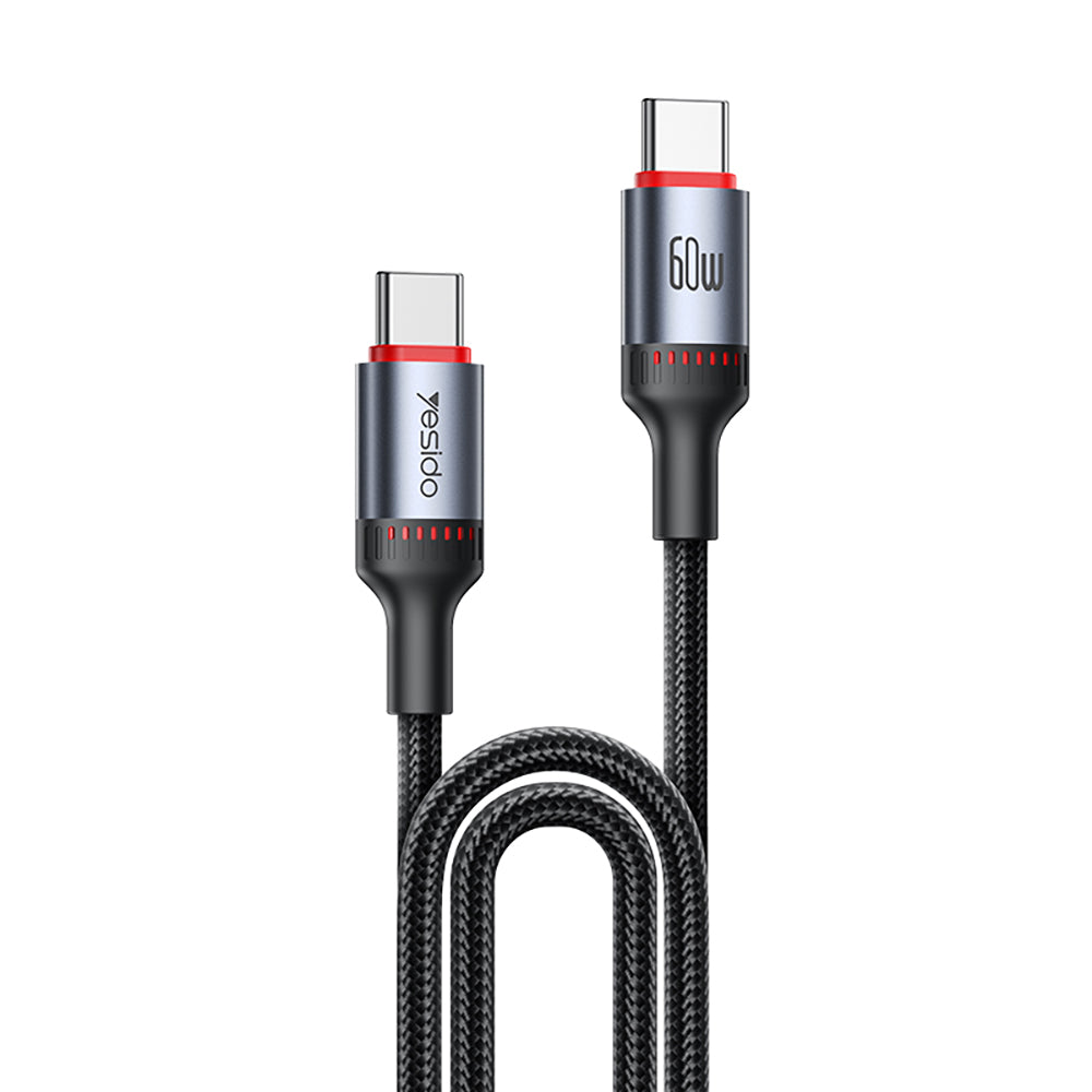 Cablu Yesido CA183, Type-C to Type-C, 60W, 2m, Negru