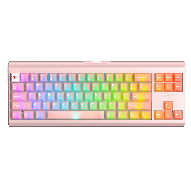 Tastatura/Mouse Havit Gaming Keyboard (KB896L), USB-C, with RGB Lights, 71 Keys, 1.2m, 350mA, 5V, Roz