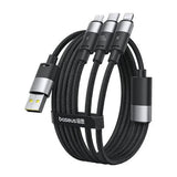 Cablu Baseus StarSpeed (CAXS000001), Fast Charging, USB to Lightning, Micro-USB, USB-C, 20W, 5V/3.5A, 1.2m, Negru