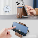Suport ESR Geo HaloLock Wallet Stand (2K6091062), MagSafe, Vegan Leather, All in One Pocket, Holds 1–5 Cards, Caramel Brown
