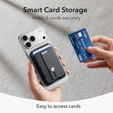 Suport ESR Geo HaloLock Wallet Stand (2K6090163), MagSafe, Vegan Leather, All in One Pocket, Holds 1–5 Cards, RFID Blocking Tech, Negru Profund