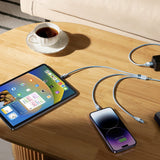 Cablu Baseus StarSpeed (CAXS000017), Fast Charging, USB to Lightning, Micro-USB, USB-C, 5V/3.5A, 1.2m, Albastru